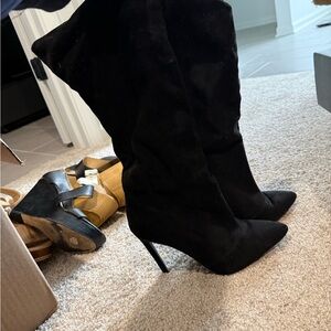 Elegant Black Suede Women's Boots